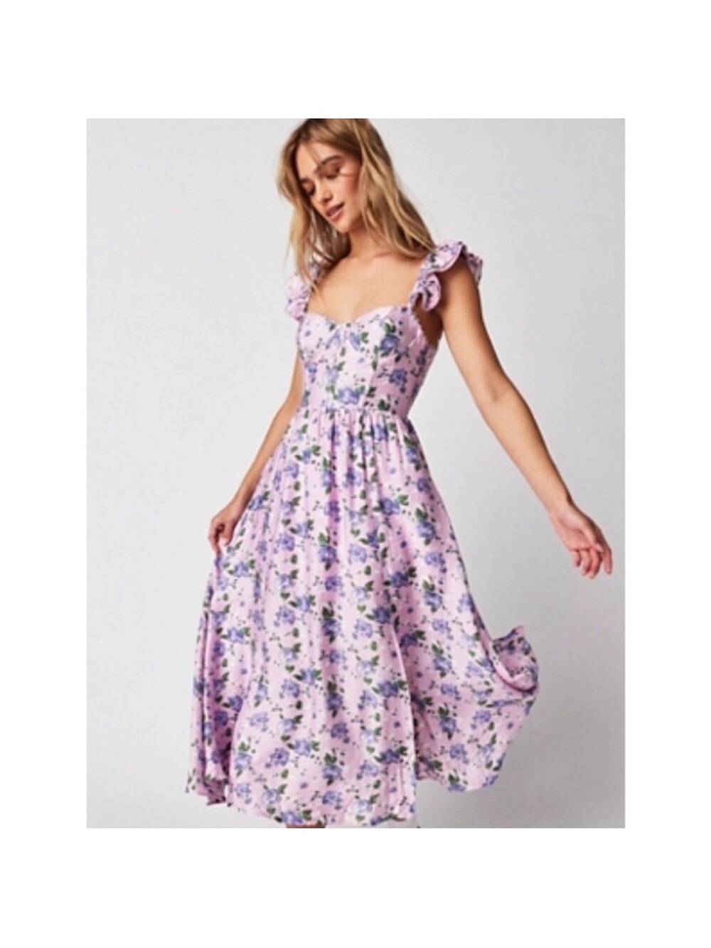 Astr the label wedelia dress Lavender Floral Maxi Dress with Ruffle Straps